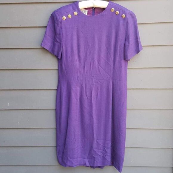 Purple Yves Cossette Mode Depeche Dress size 16 (check measurements) - Picture 3 of 11